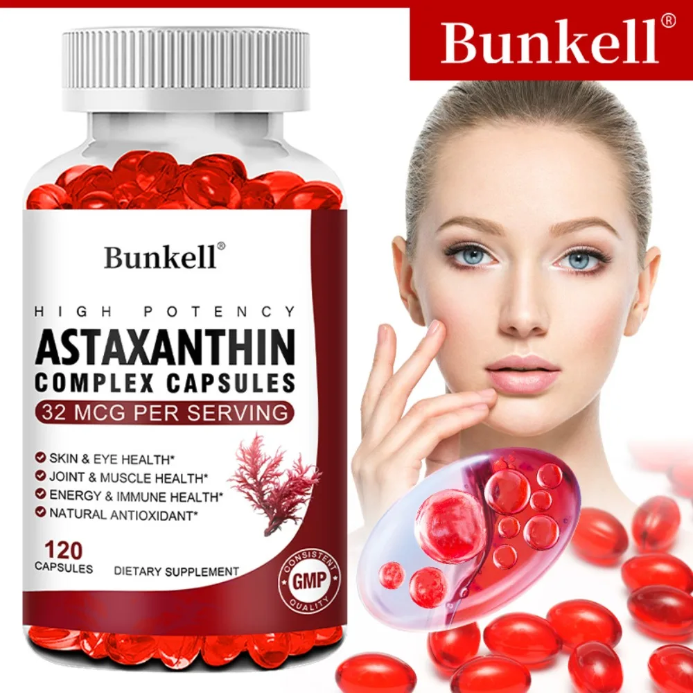 Astaxanthin Complex Capsules - with Fish Oil, Antioxidant, Supports Vision, Eye and Skin, Muscle, Joint and Immune Health