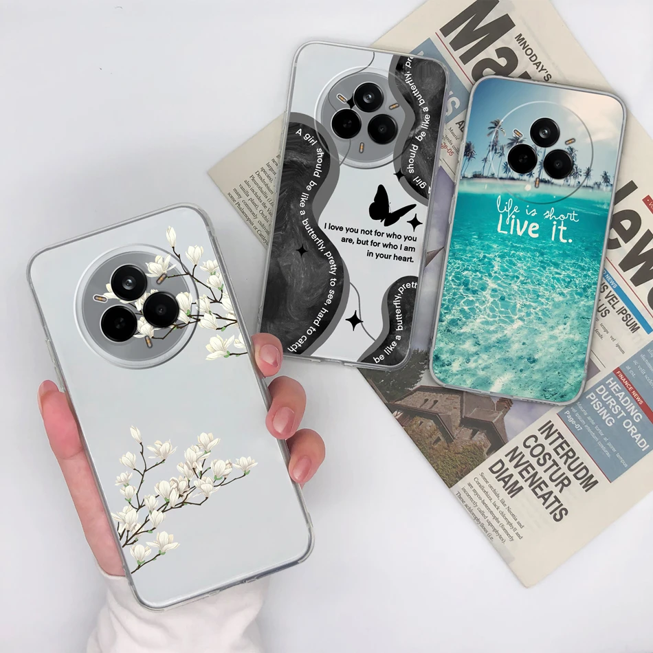 Per Realme 14 Pro Plus Custodia Gradiente Fiore Morbido Sottile Custodia Del Telefono Per Realme 14Pro + Fonda Trasparente Anti Goccia Coperture Indietro