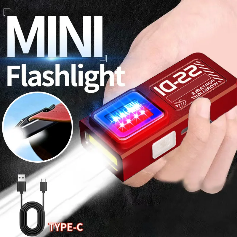 Mini Tragbare Wiederaufladbare LED-Taschenlampe, Wasserdichte Outdoor-Arbeits-Taschenlampe mit Clip und Magnet, Kompakte LED-Taschenlampe