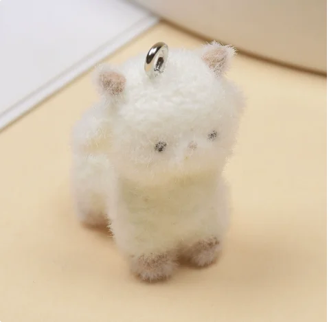 10pcs fluffy flocking cute resin 3D Animal Sheep cartoon Keychain Charms Pendants For DIY Earring Necklace Jewelry Making ﻿