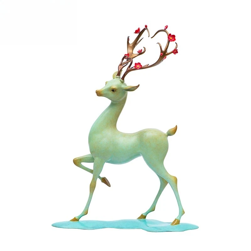 Bronze Deer Sculpture Entrance Study Tabletop Ornament Advanced Auspicious Business Gift Chen Lingping Original
