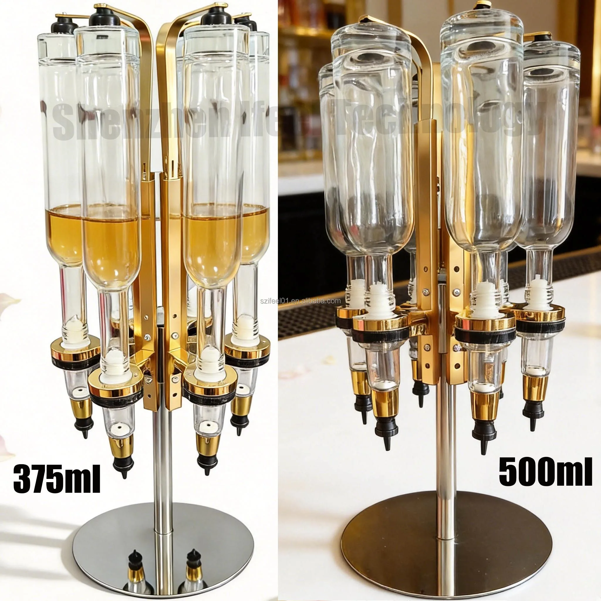 500Ml 6 bottles of golden perfume nozzle distributor rotating bracket for perfume oil display funnel glass storage rack display