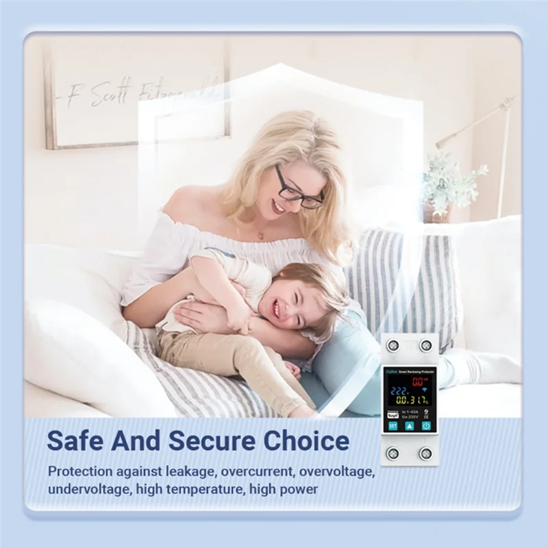 A69Z Zigbee TUYA Smart Life 2P/63A Circuit Breaker Earth Leakage Over Under Voltage Protection Protector Relay Energy Meter