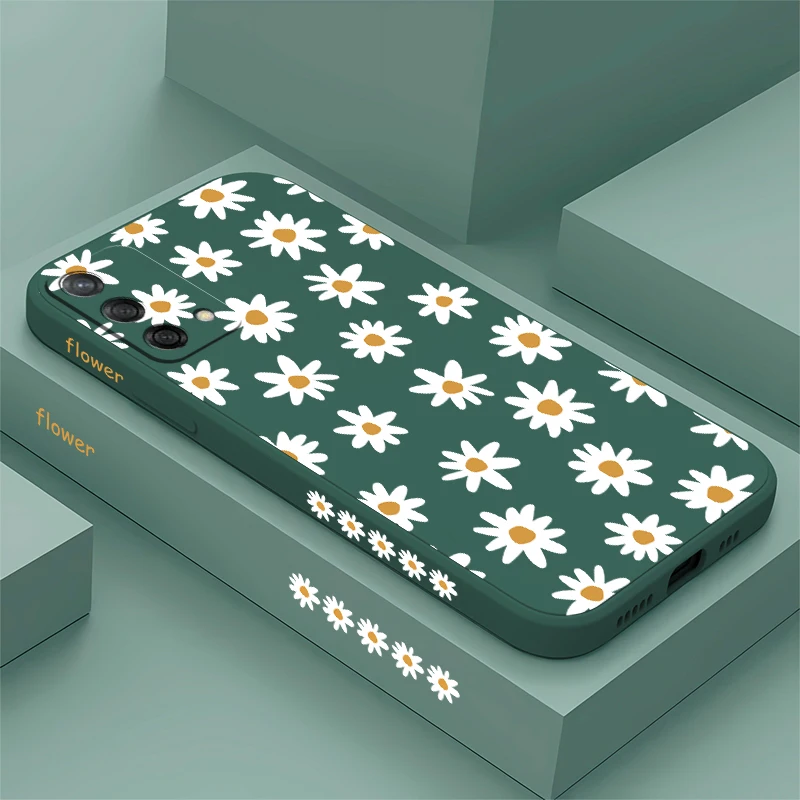 Мягкий чехол с ромашками и цветами для OPPO A78 A76 A74 A72 A60 A57 A54 A53 A52 A38 A36 A35 A33 A32 A31, противоударный силиконовый чехол для телефона
