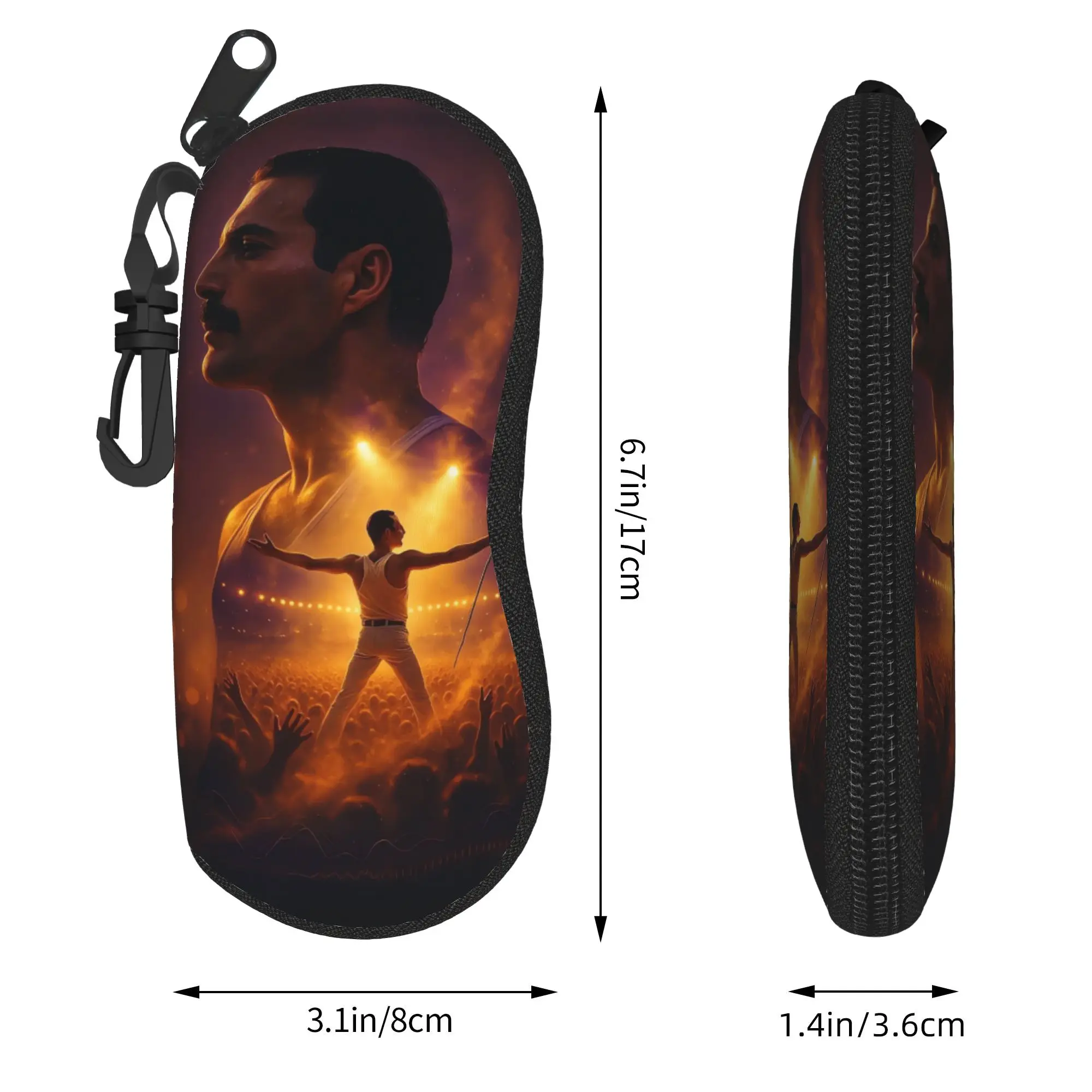 Freddie Concert Silhouette Mercury Glasses Case Cover Sunglasses Case Daily Retro Eyewear Storage Men Women Eyeglass Cases Cover view 4