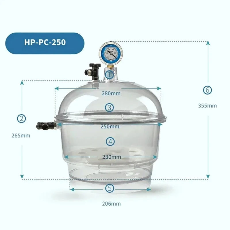 Polycarbonate Storage Tank Dryer Laboratory Dryer Transparent Vacuum  Ball Valve Pressure Gauge Plastic Drying Vessel  Vacuum