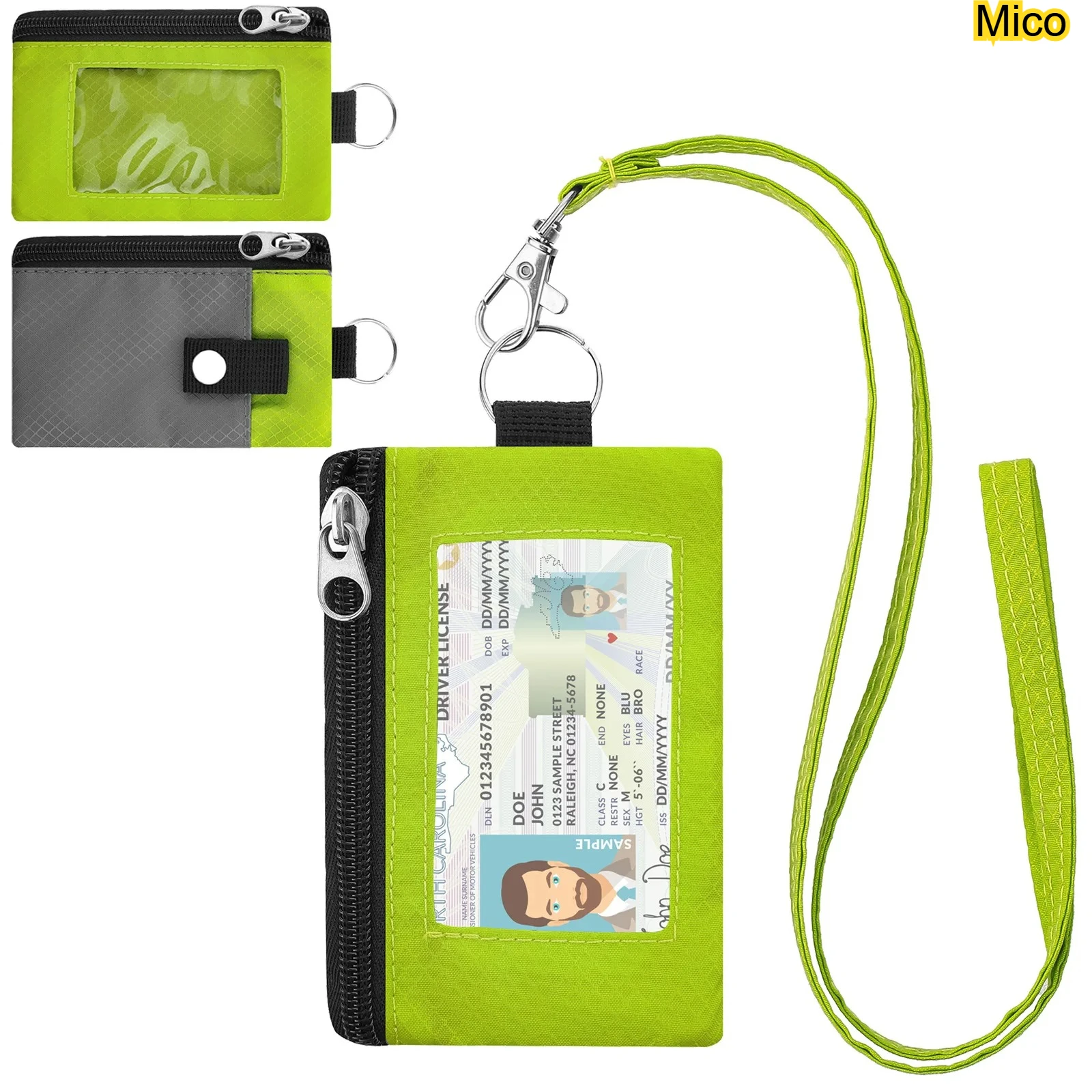 

Waterproof Card Storage Bag Badge Holder ID Window Anti-Theft Slim Keychain Zip Wallet for Men Women