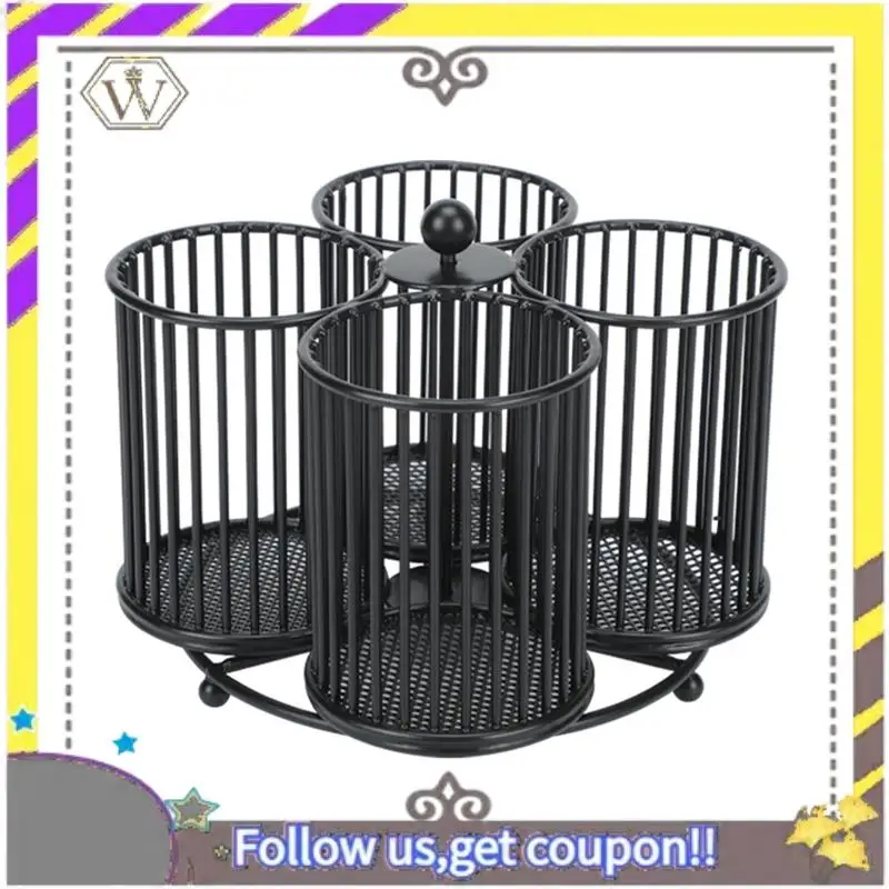

New Black Pencil Holder Organizer, Metal 360° Rotating Pencil Storage For Desk Office School Makeup Cosmetic Organizer Round Dur