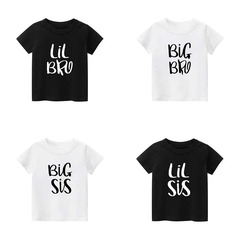 Children\'s Clothing Lil Bro Big Bro And Lil Sis Big Sis Children T Shirt Fashion Cotton Boys Girls T Shirt Clothes Child boy