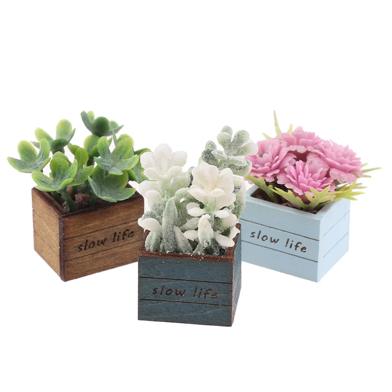 Mini maceta de flores para plantas verdes, simulación de plantas en maceta, casa de muñecas en miniatura, muebles para decoración del hogar, 1:12