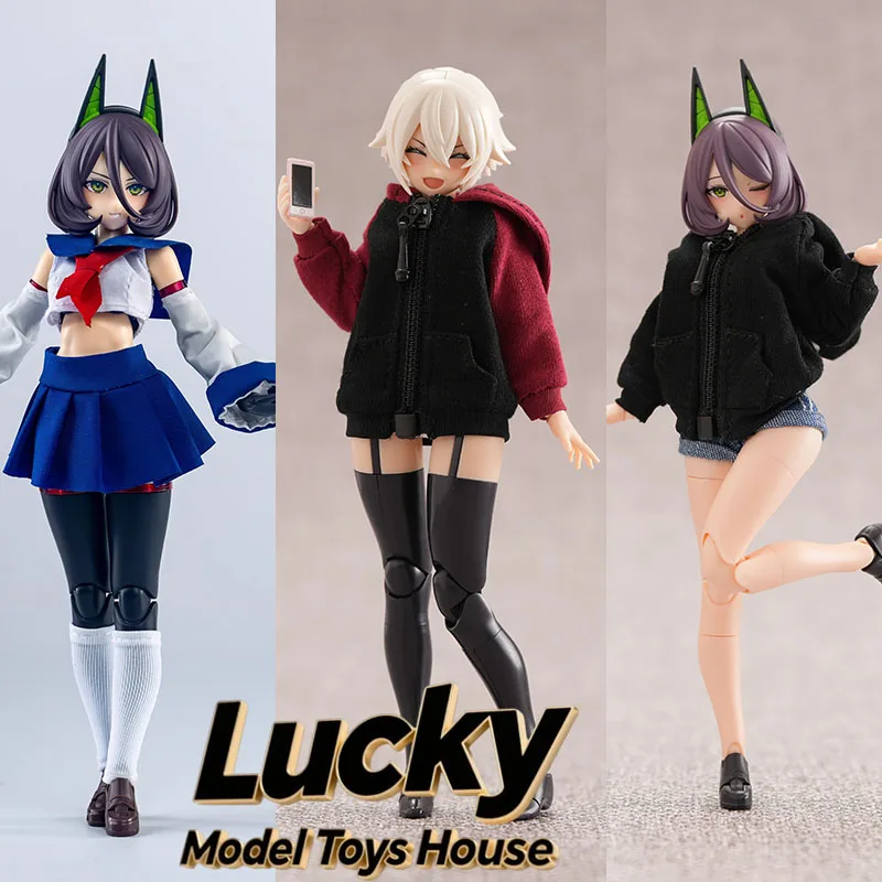 1/12 weibliche Soldatin, Matrosenuniform, Kleidungsset, Mini-Kapuzenpullover, Mantel, Oberteil, Kleidungszubehör für 6-Zoll-Mobile-Suit-Girl-Figurkörper