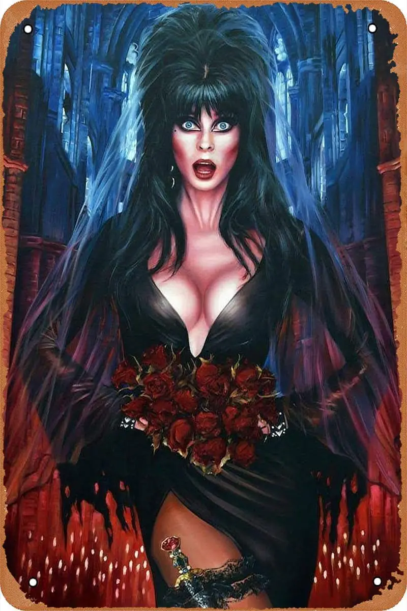 Elvira, Mistress of the Dark Horror Movie Poster Vintage Tin Sign Retro Metal Sign for Bar Pub Garage Man Cave Home Wall Decor G