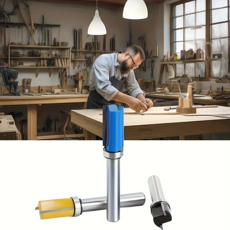 

‌3-Pc 8mm Router Bit Set with Bearings - Woodworking Tools for Edge Trimming, Profiling & Slotting‌