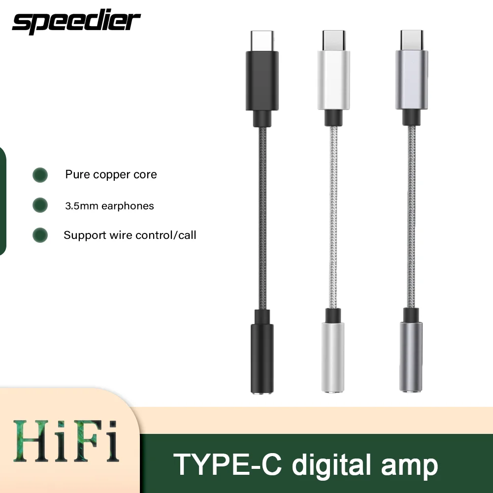 Silver Gray Black Type-c To 3.5mm Digital Audio Adapter Cable HiFi DAC Alc5686 Chip Support K Song, Call, Line Control