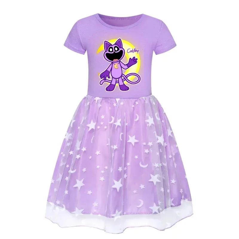 (#^.^#) 2026 New Anime Cosplay Smiling Critters Cat Nap ren's Rainbow Lace Summer Cotton Girl Clothes Princess Dress →_→LOOK ME view 2