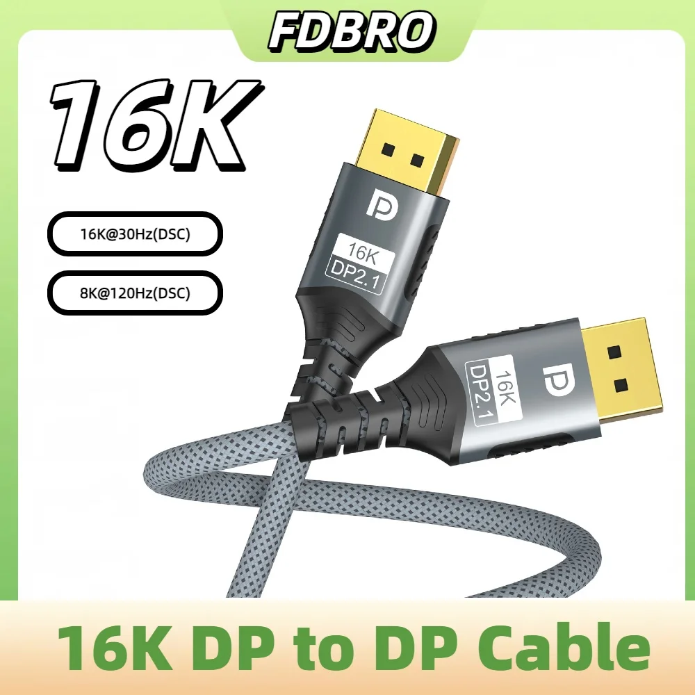 16K Displayport Cable DP 2.1 Cable 16K@30Hz (DSC)8K@120Hz(DSC) 4K@240Hz Support HDR For Xiaomi TV Box PC Laptop Monitor Game