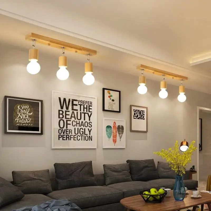 Led Ceiling Lights Solid Wood E27 Track Lamp Bathroom Mirror Front Lights Restaurant Ceiling Lighting Corridor Wall Lamp