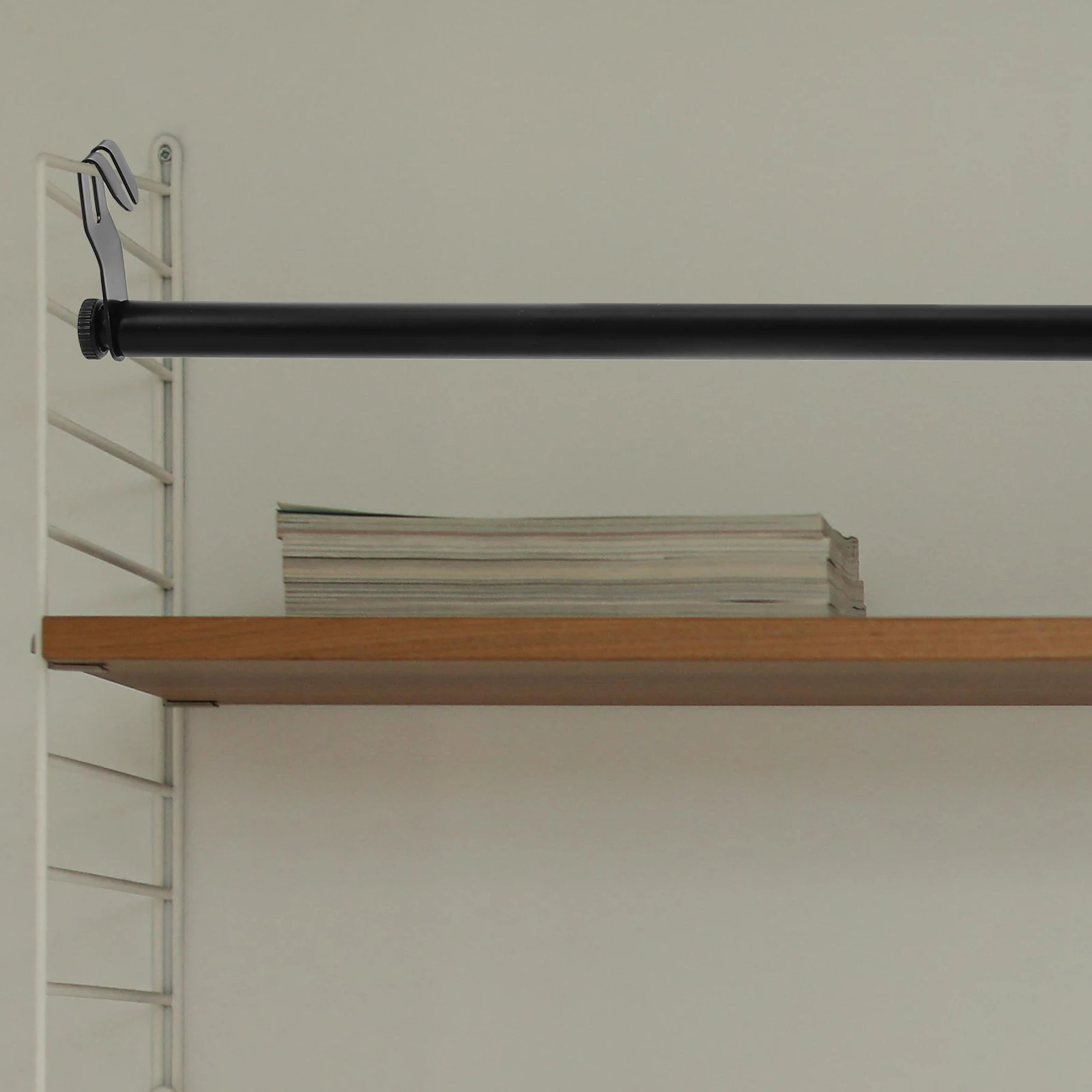 

40Cm Heavy Duty Clothes Drying Rack Carbon Steel Closet Hanging Rod with Integrated Wire Shelf for Compact Bedroom Walk in