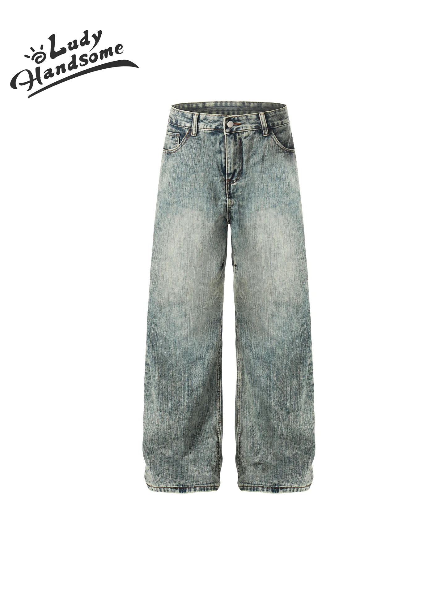 

Retro American Sle Faded Denim Wide Leg Pants Women's Loose Straight Cut Casual Streetwear Cool Spring Cotton Jeans