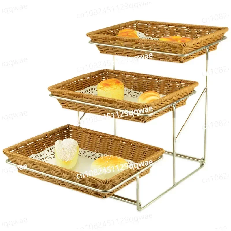 With Cover Fruit Plate Multi-layer Display Stand Hotel Commercial Creative Three-layer Bread Dim Sum Restaurant Tableware Buffet