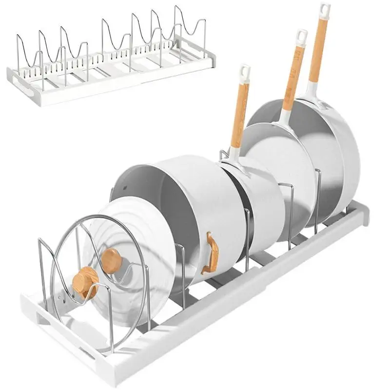 

Pot Storage Rack Expandable Pan Shelf Organizer Pot Organizer For Baking Frying Rack Pans With 7 Adjustable Compartment