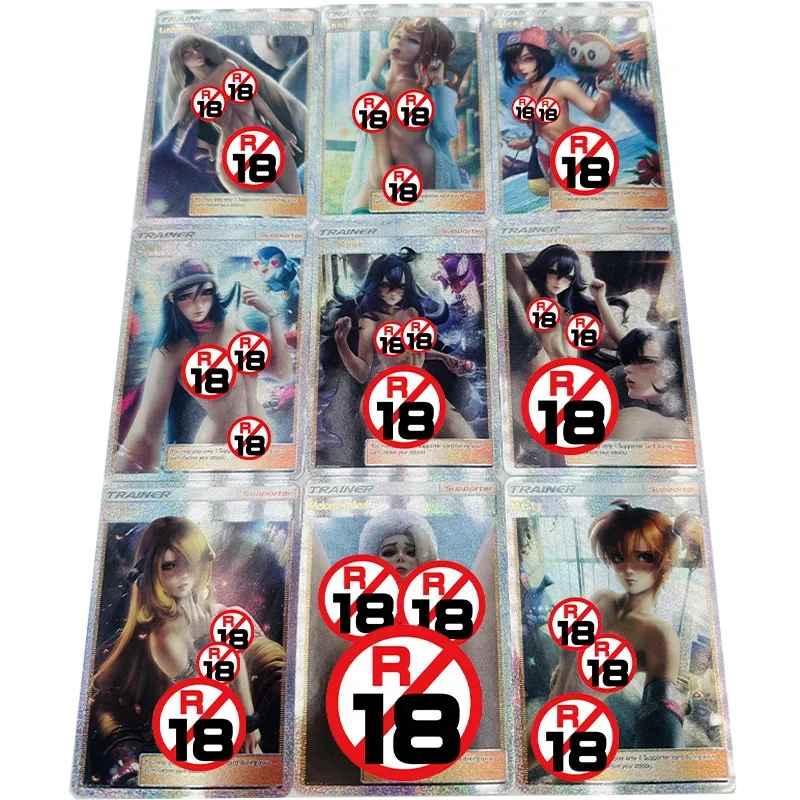 9Pcs/set Sexy Anime Girl Pokemon Trainer Cynthia Rosa Touko Marnie Melony Misty Moon Miss Poison Game Collection Cards Toys Gift