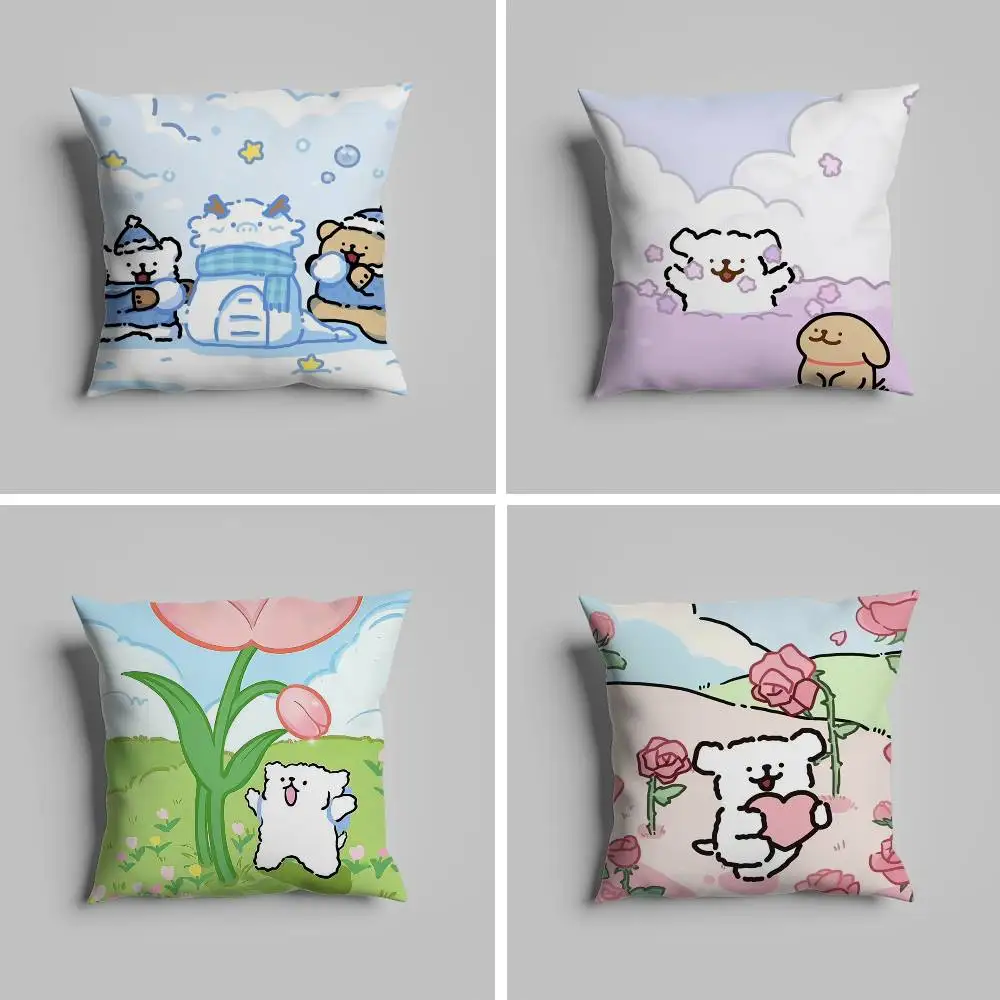 

Christmas Korean Line puppy Pillow Case For Car Pillows 60x60 Cushions Luxury Double Sided Cover Home And Decoration Sofa 30x30