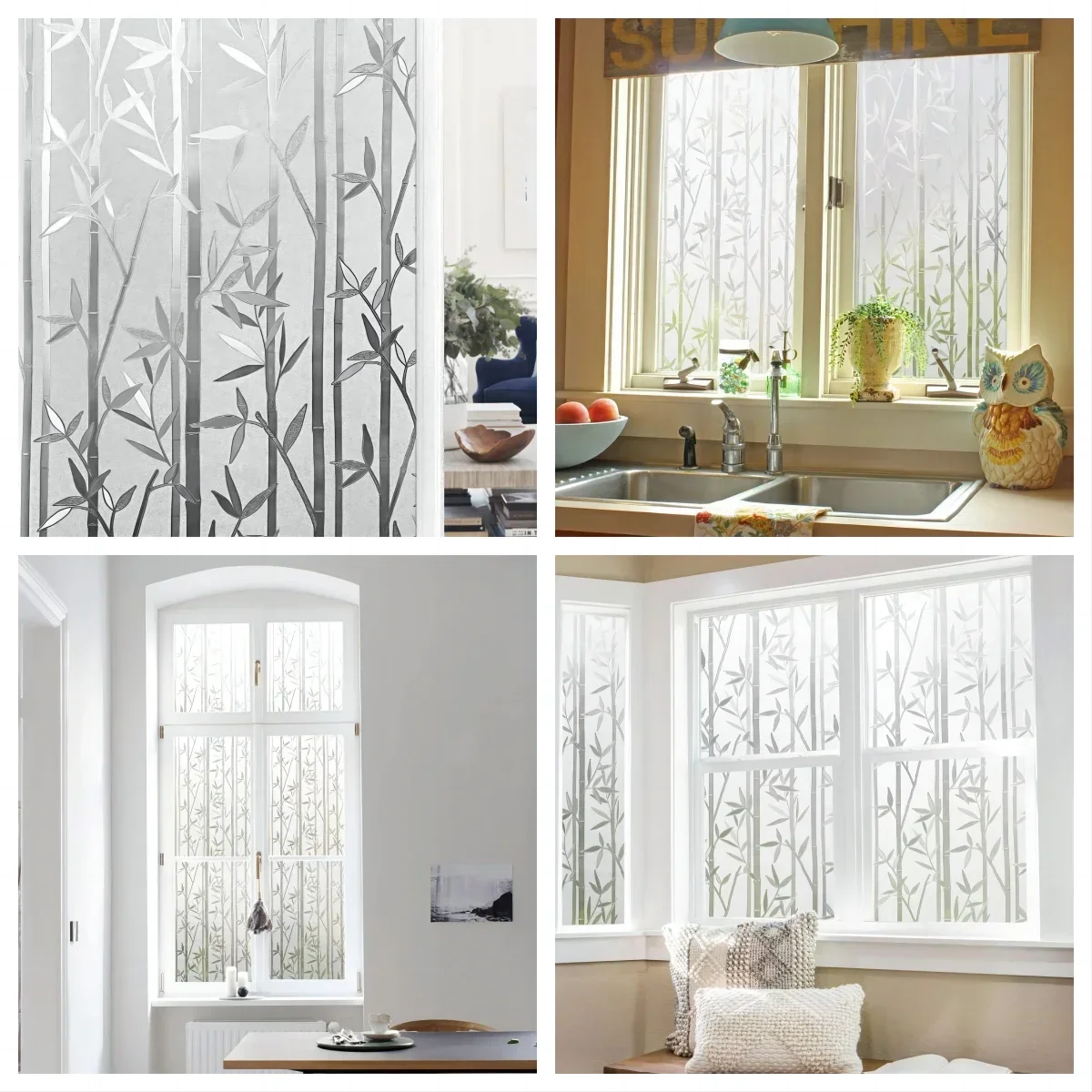 Window Privacy Film Frosted Glass Static Cling UV Blocking Removable Window Clings Opaque Window Stickers for Home