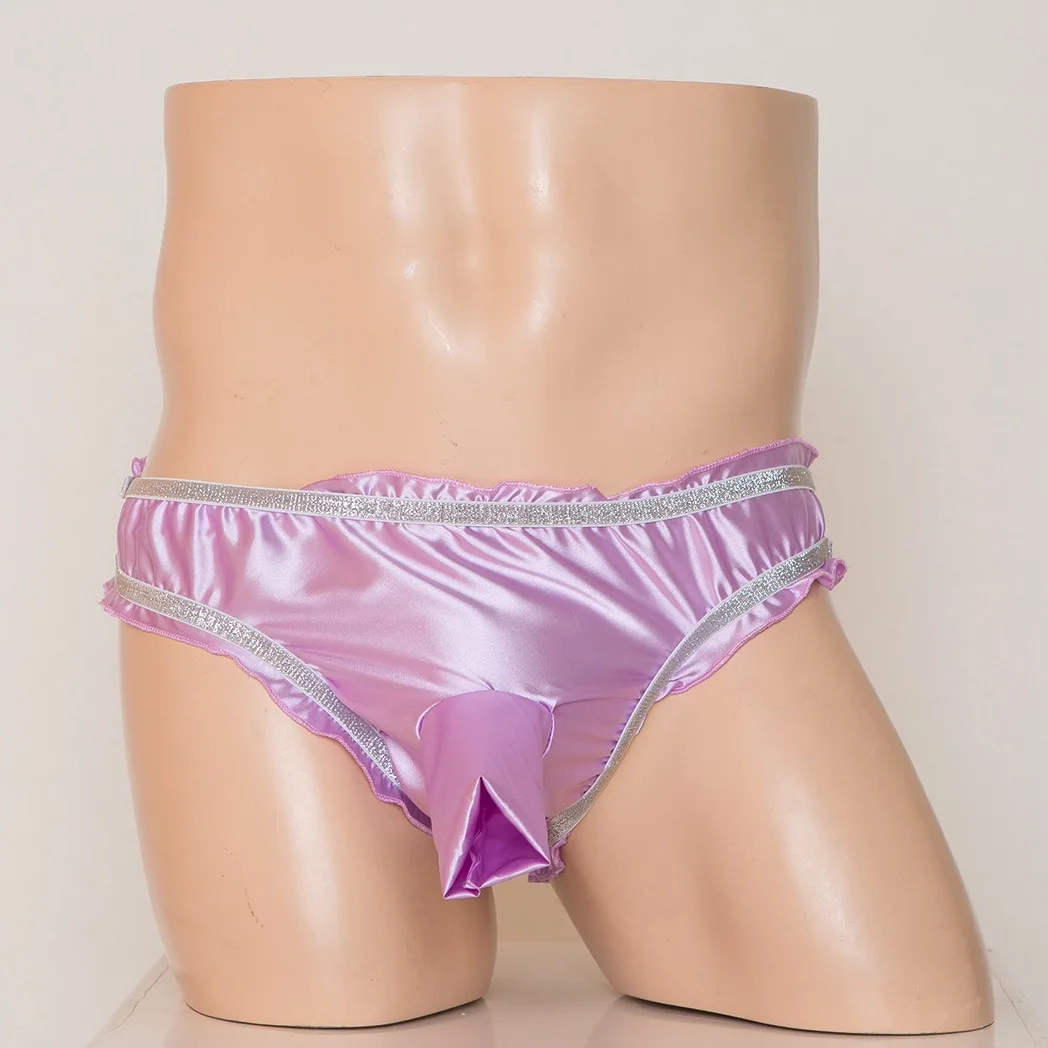 

Мужские сексуальные трусики из ледяного шелка, мягкие розовые, черные трусы с низкой талией XXX Sissy Penile Hole Dick, мужское нижнее белье для взрослых, эротическое белье