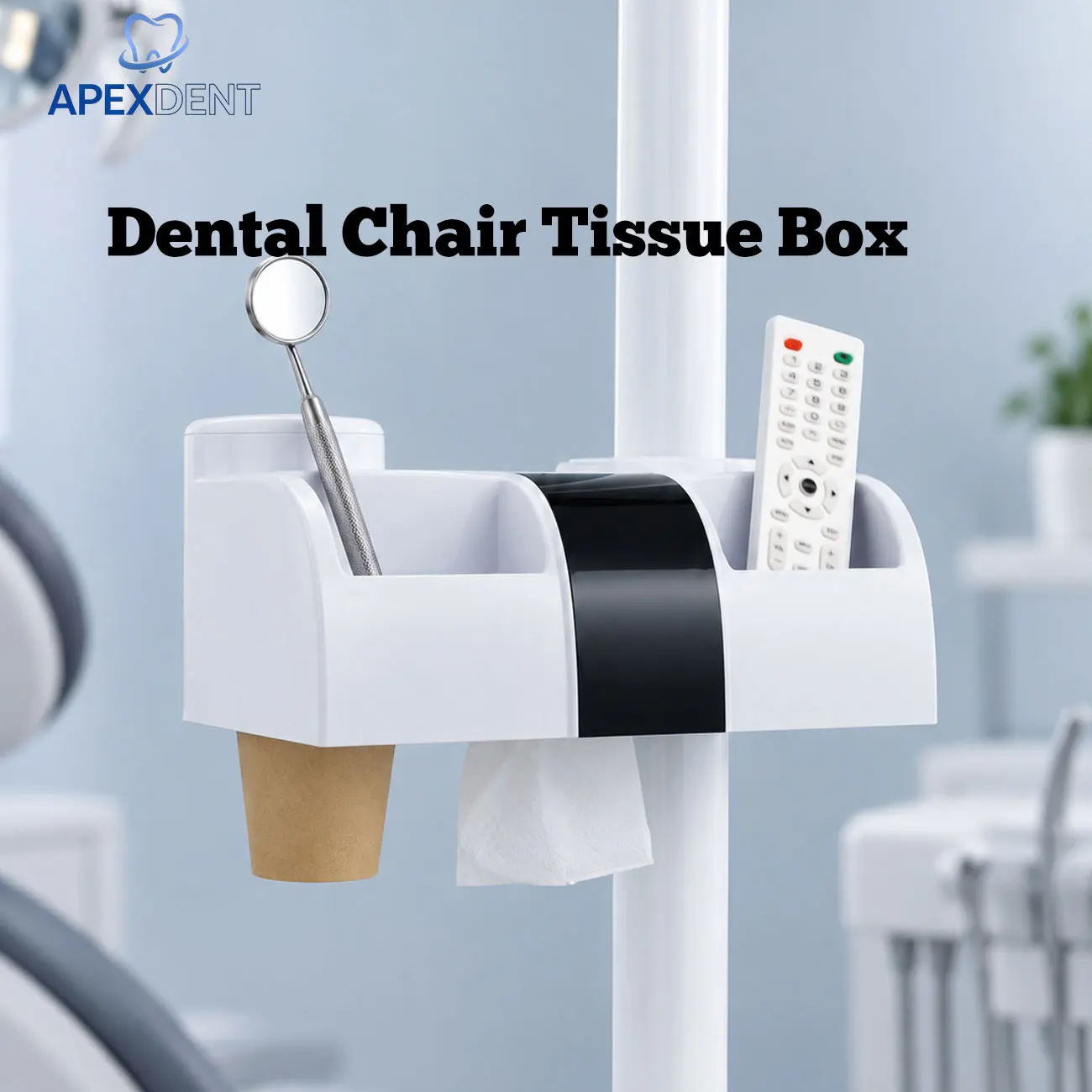 3-in-1 Tissue Box Dual Pockets Dental Chair Accessory Organizer Side Table Cup Holder Tissue Storage Rack Made for Den