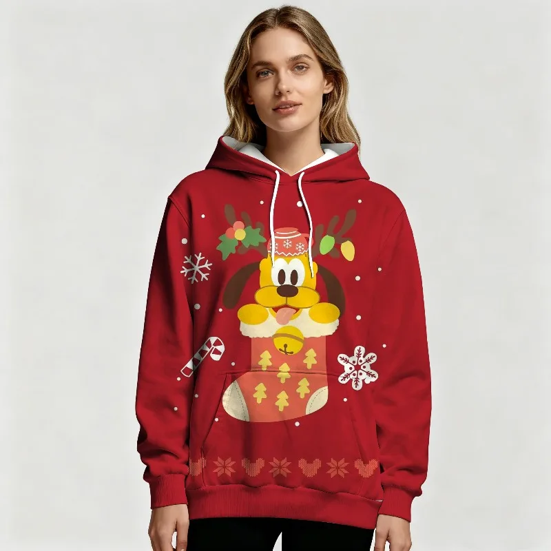 Sweat à capuche graphique Disney Mickey Mouse pour femme, pull chaud et décontracté, avec dessin animé rétro et Design inspiré de la musique, automne et hiver