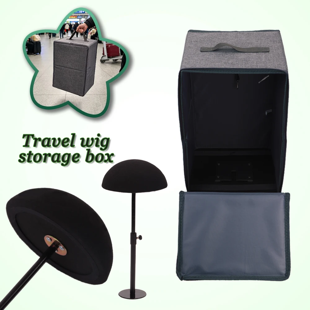 

Wig Package Box For Toupee Closure Frontal Hair Bag Wigs Storage Box With Display Stand And Half Head Top Hair Boxes