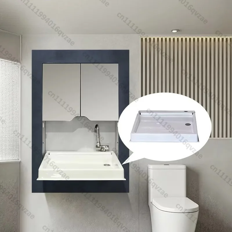 Acrylic White Foldable RV Bathroom Sink with Faucet and Drain for Caravans, Cars, RV Accessories