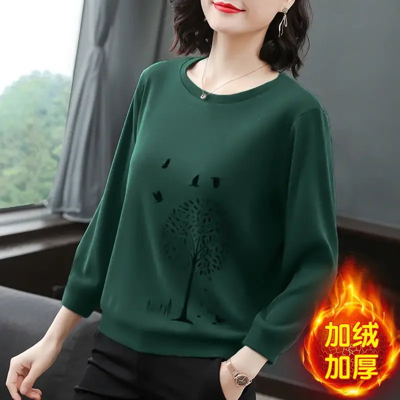 

Velvet Base Shirt for Women Versatile New Style Stylish Mom Outfit Plus Size Women's Clothing Long Sleeved T-shirt for Women