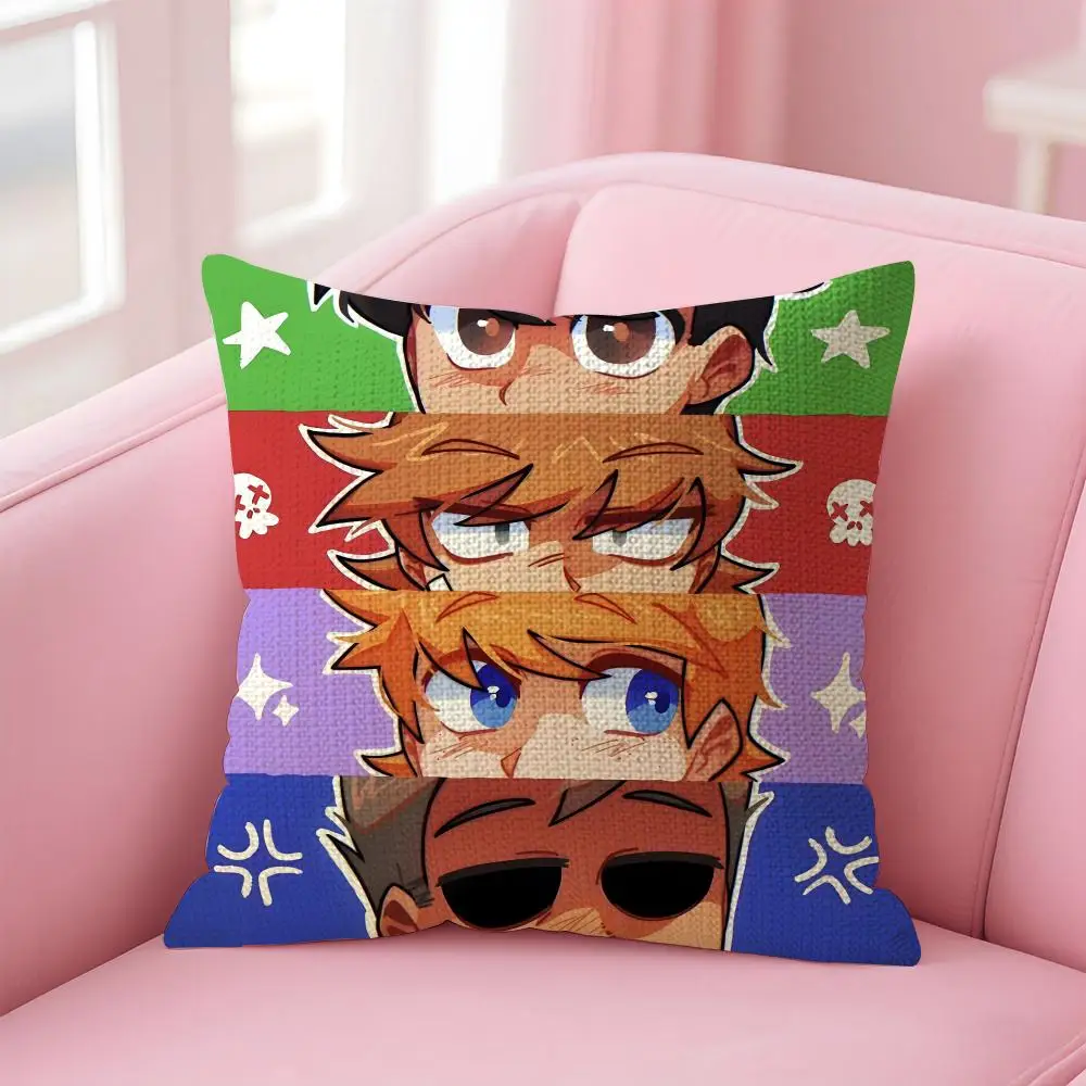 Cartoon Anime E-eddsworld Cushion Cover Decorative Linen Throw Pillow Case Soft For Bed Sofa Car Home Decor