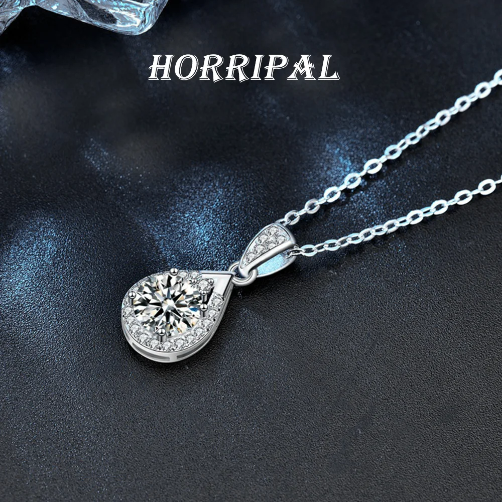 

HORRIPAL D VVS1 1-3CT Moissanite Pandent Necklace for Woman S925 Silver GRA Eternal Teardrop Gentle Party Wedding Fine Jewelry