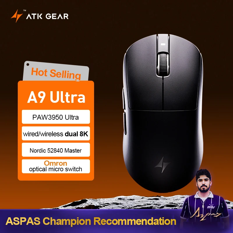 ATK Dragonfly A9 Ultimate draadloze gamingmuis A9 Air PAW3950 Ultralichte ergonomische e-sports gamer FPS-muis CSGO A9 Ultra