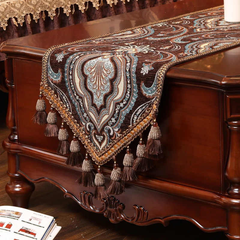 Luxury American Retro Long Strip Coffee Table TV Cabinet Table Runner High-End Design for Home Decor