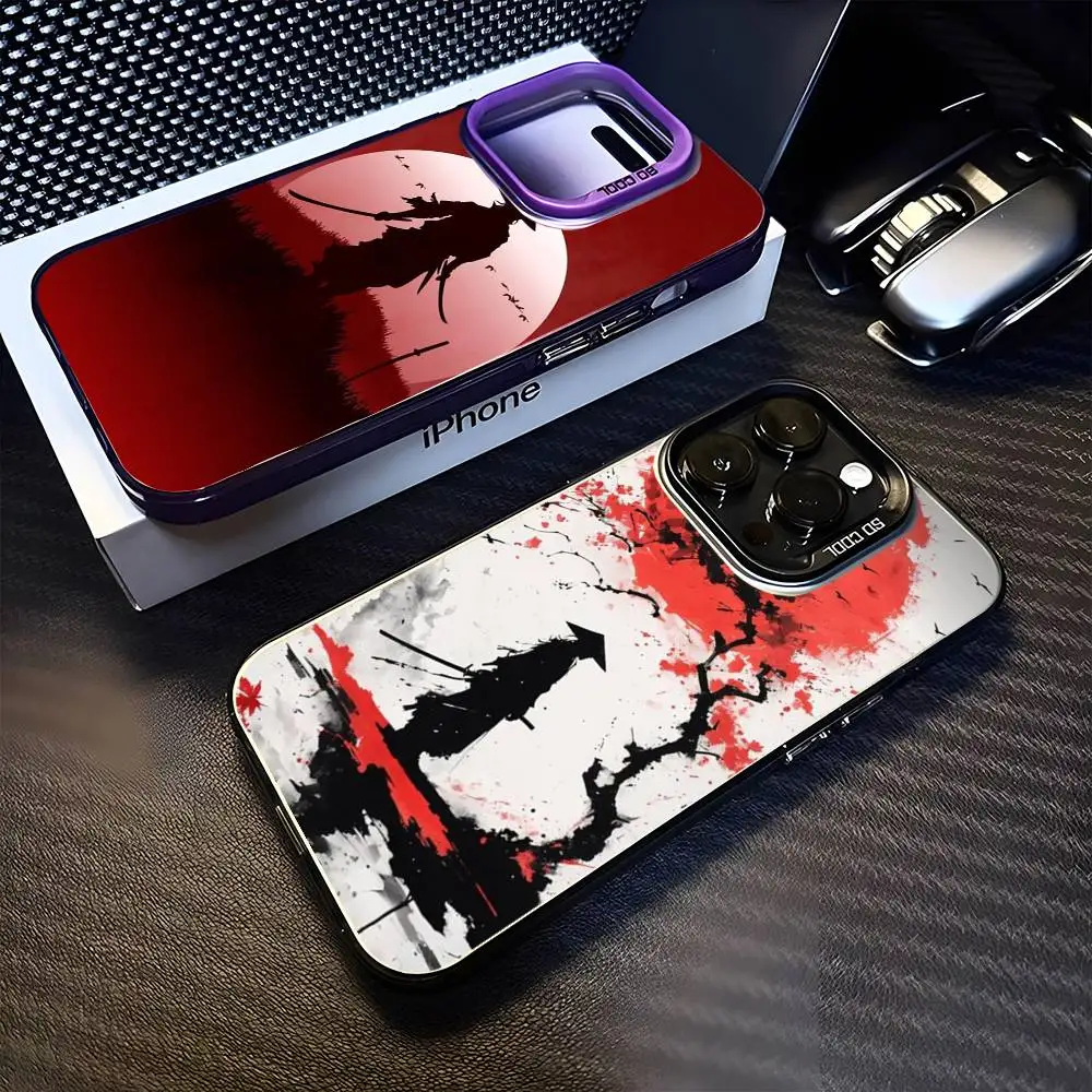 

Japanese samurai Phone Case For iPhone17,16,15,14,13,12,11 Plus,Pro Max Purple Matte Shockproof Cover
