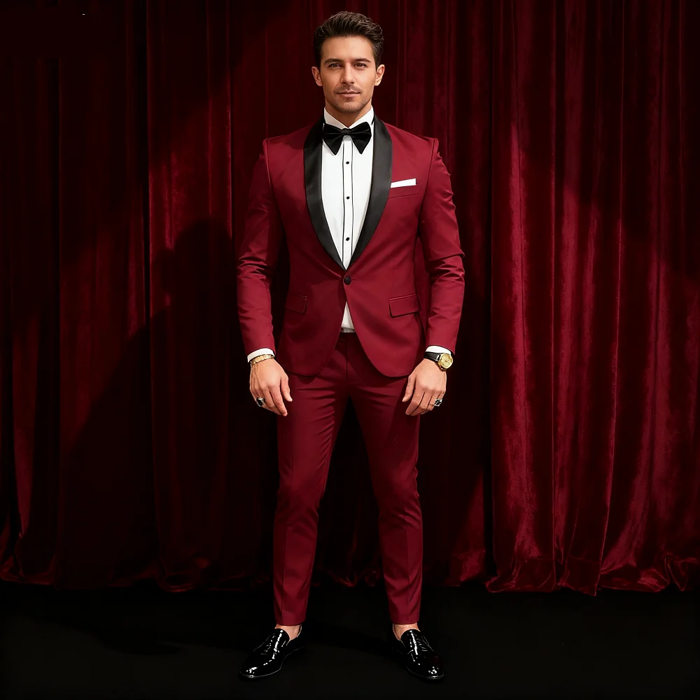 

Мужской двубортный деловой костюм из двух предметов, куртка и брюки с острым воротником, комплект для вечеринки