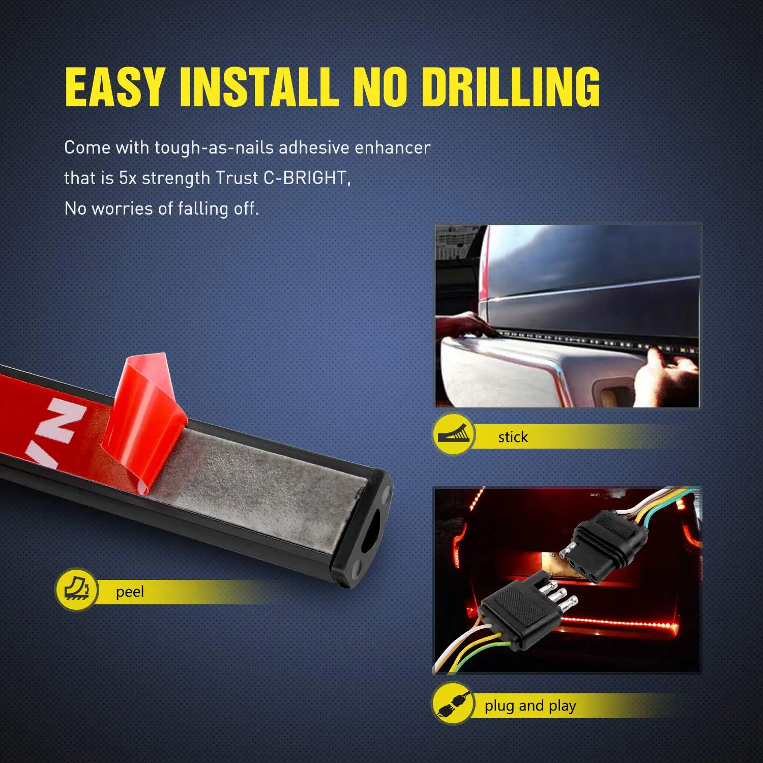 60 "شاحنة الباب الخلفي ضوء بار 108 LED صف واحد شرائط مصباح مع الأحمر تشغيل الفرامل بدوره إشارة الأبيض عكس الضوء للمركبات