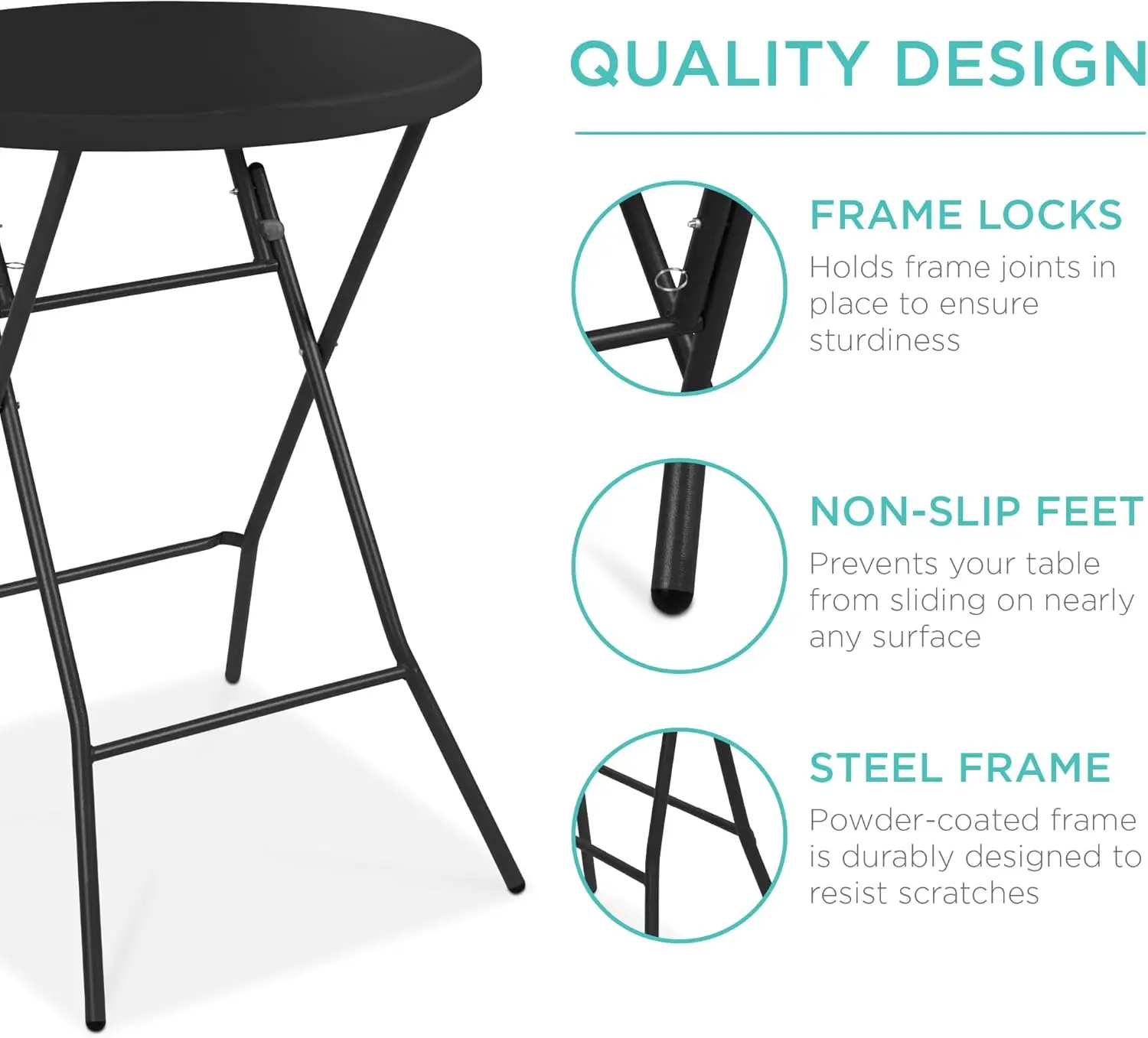 Best Choice Products 32In Bar Height Folding Table, Round Indoor Outdoor Accessory For Patio, Backyard, Dining Room, Events