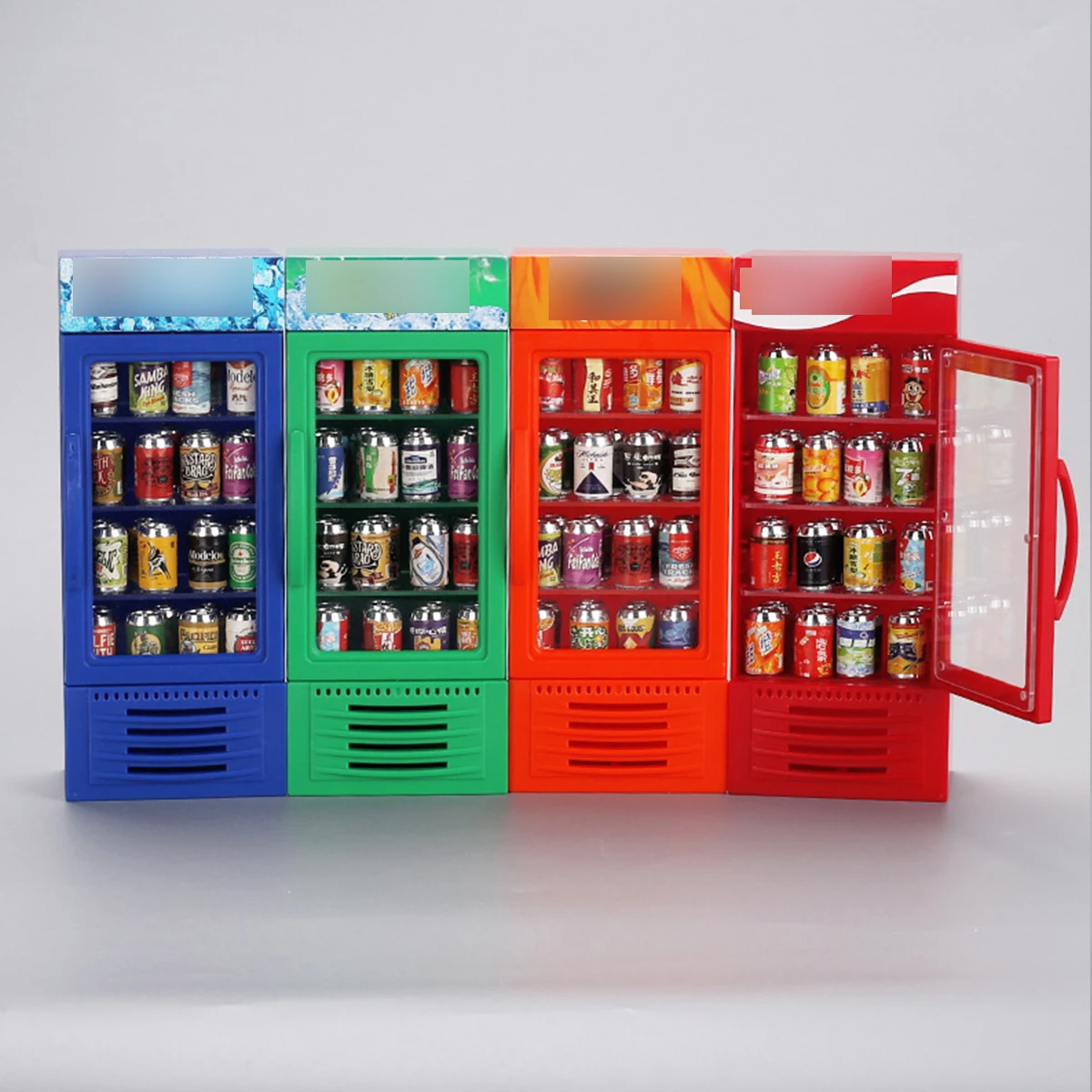 Mini-Möbel, 1:12, Supermarkt, Doppeltür, Kühlschrank, kann Mini-Lebensmittelgetränke aufbewahren, niedliches Puppenhaus-Modell, Dekorationen, Küchenspielzeug – Detail 2