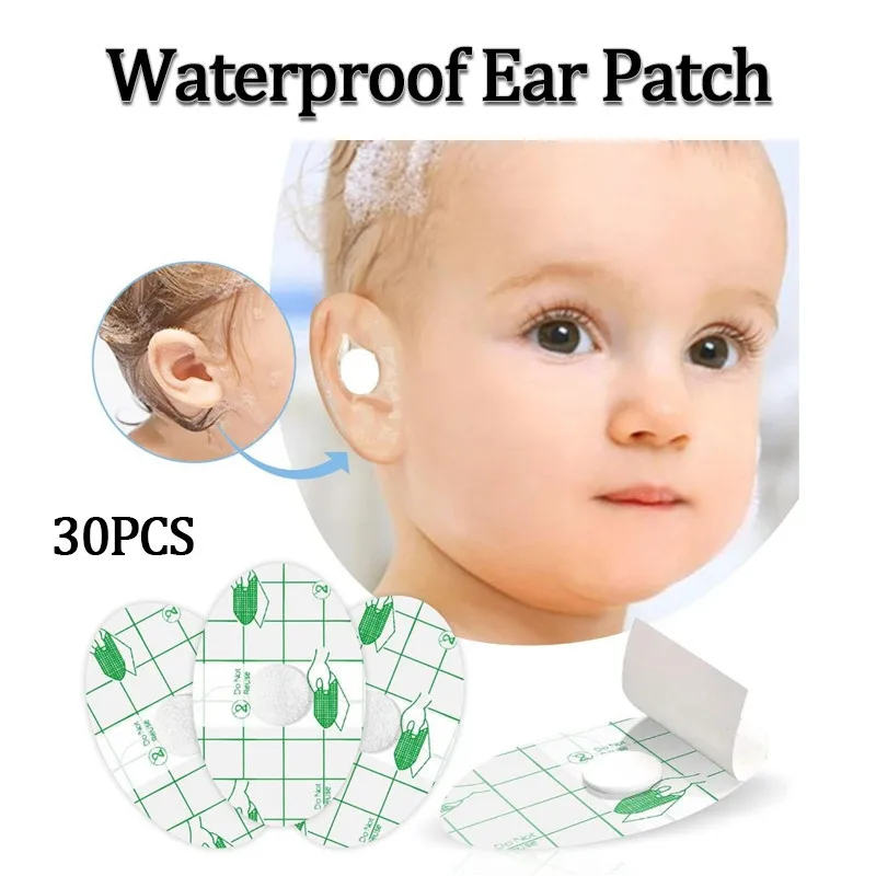 30Pcs Waterproof Shower Ear Patches Baby&Adult Swimming Earmuffs with Ear Plugs Disposable Earmuffs Shower Surfing