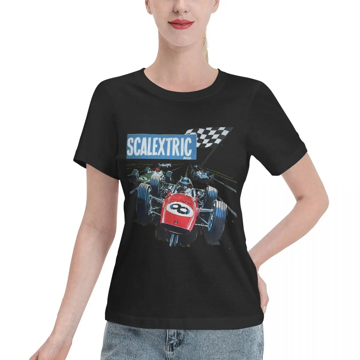 Camiseta clásica Scalextric, camisetas de manga corta para mujer, ropa de calle con cuello redondo, camisetas de algodón para verano, ropa de calle