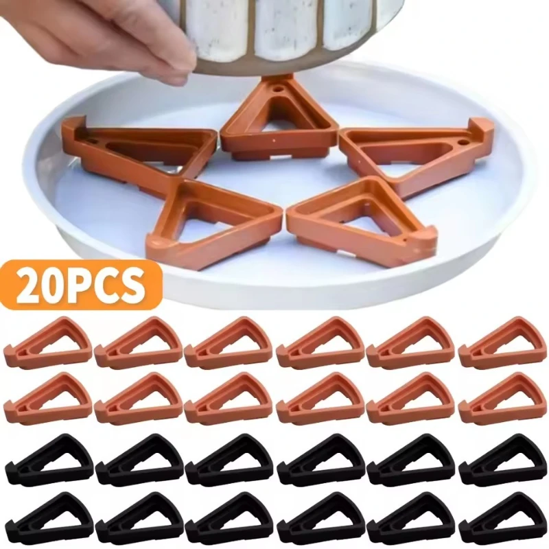 

20pcs Plant Pot Foot Flower Pot Support Invisible Triangle Holder Breathable Flower Pot Risers Garden Potted Planting Tool