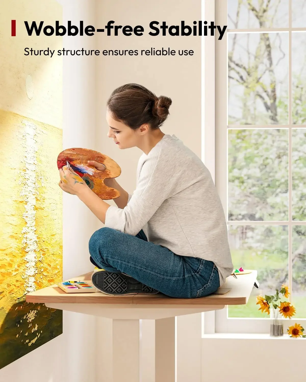 مكتب قائم بارتفاع قابل للتعديل كهربائي 40 × 24 بوصة مكتب حامل للمكتب المنزلي مع لوحة لصق، إطار أبيض/قمة من خشب القيقب #6