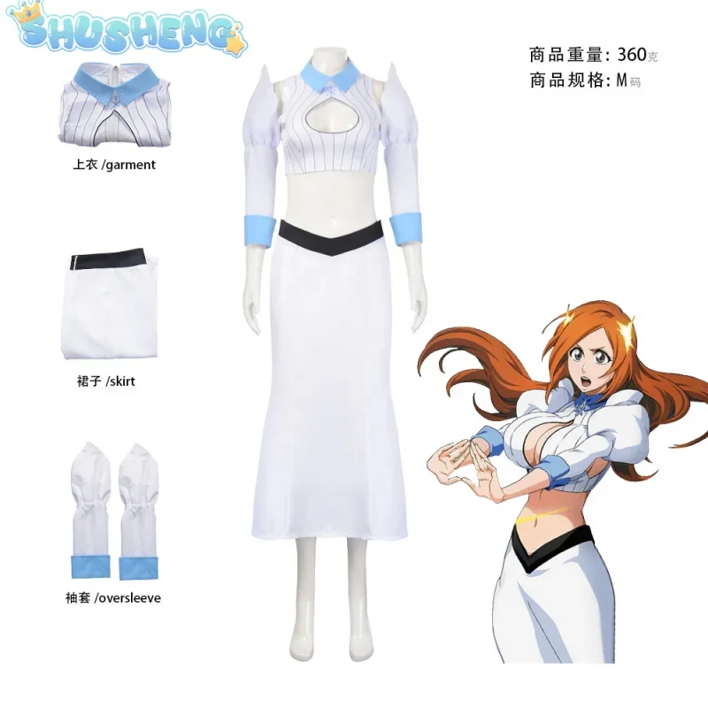 Orihime Inoue Cosplay Suit Inoue Oritime Sexy White T-Shirt Skirt Suit Halloween Carnival Suit XS-XXXL Suit