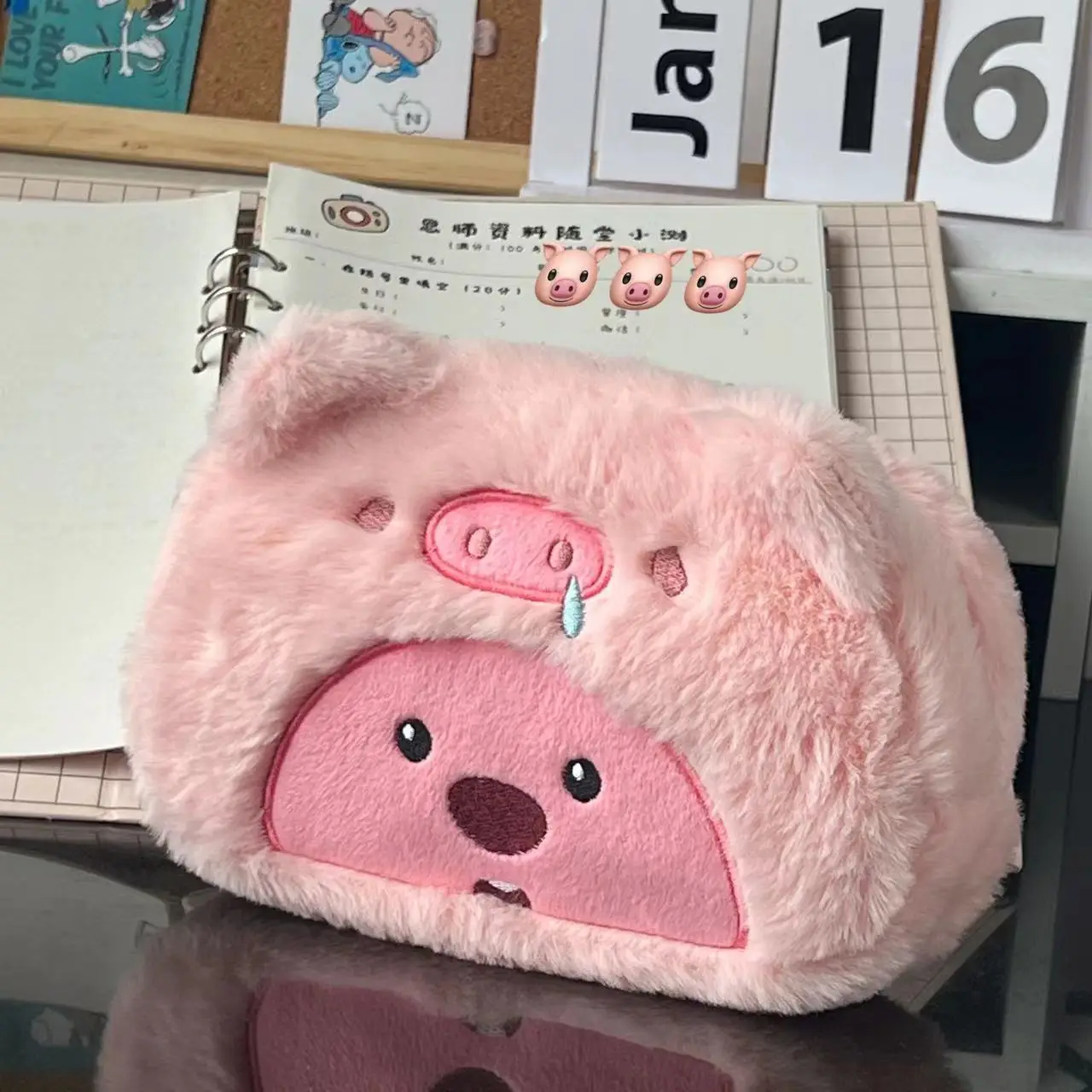 Cartoon Plush Pencil Bag Student Kawaii Storage Bag For Pen Cosmetic Brush Marker Pen Large Capacity Pen Case School Supply view 6