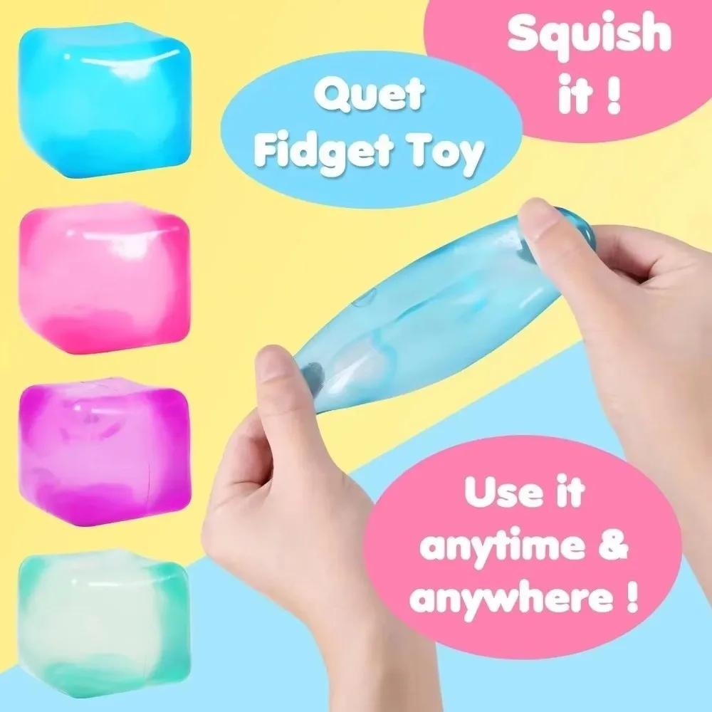 Soft Resilient Ice Cube Squishy Toys Non-Toxic Automatic Rebound Squeeze Cube Toy Washable Transparent Ice Cube Sensory Toy
